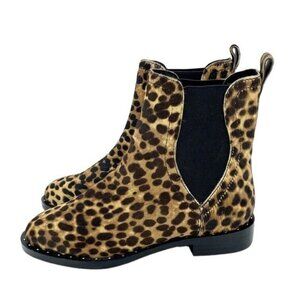 Rebecca Minkoff Boots Sabeen Leopard Chelsea Fur Studded Ankle  SZ 6.5 New
